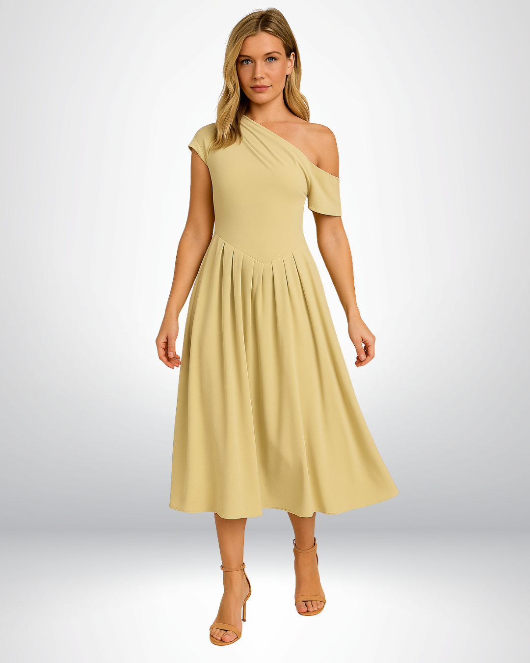 Aira Nord™ | Elegant One-Shoulder Lång Klänning