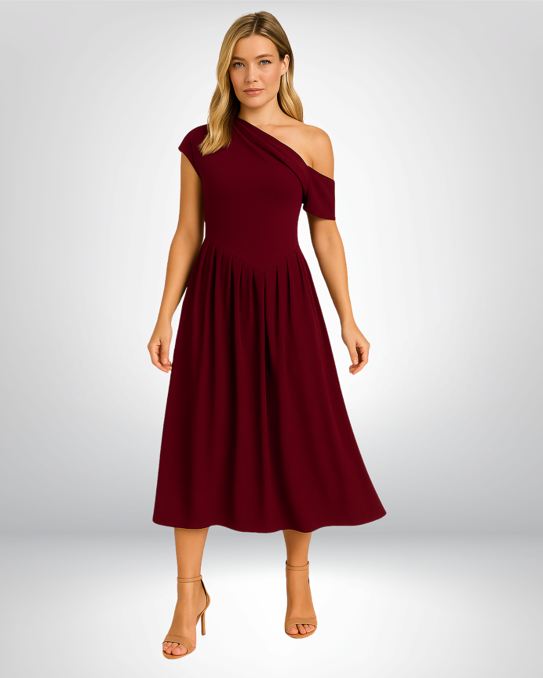Aira Nord™ | Elegant One-Shoulder Lång Klänning